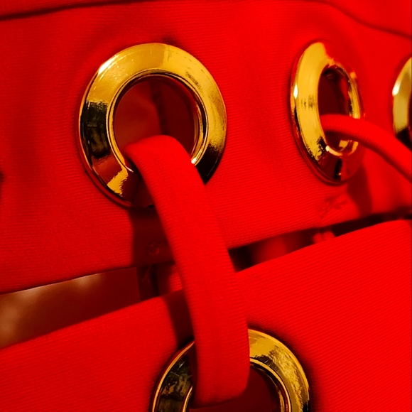 Red Bikini Top w/ Gold/Silver Details - Picture 6 of 13